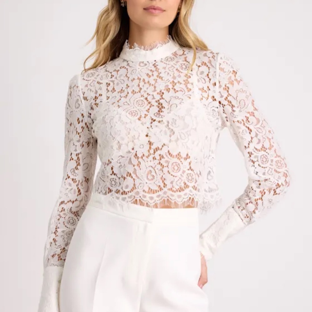 NWT Lulu’s Elegant White Lace Top / BRIDAL ERA